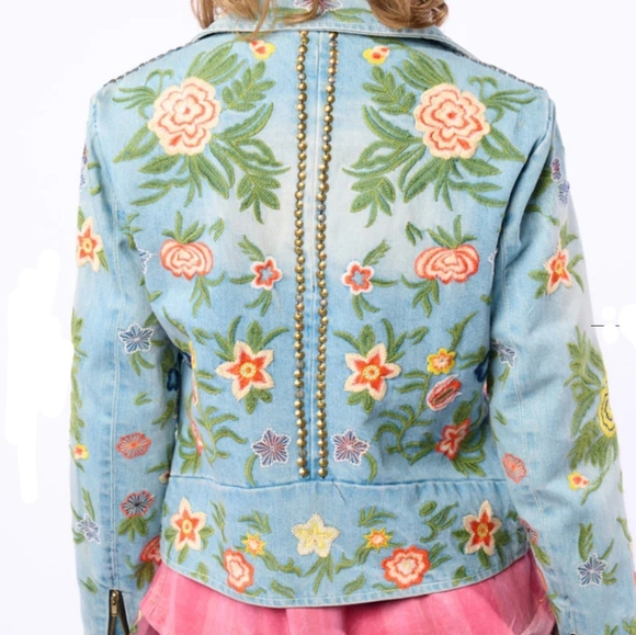 ARATTA Floral Embroidered Denim Jacket. The LUCINDA. MSRP $262 NWT - Picture 2 of 12